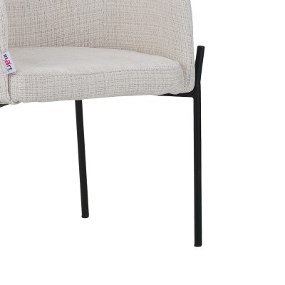 Πολυθρόνα Tolerse Inart μπεζ ύφασμα-πόδι μαύρο μέταλλο 58x57x80εκ | 2 τμχ