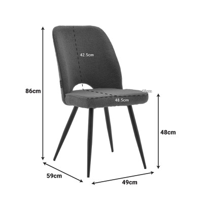 Καρέκλα Renish pakoworld μπουκλέ ύφασμα λαδί- μαύρα μεταλλικά πόδια 49x59x86εκ