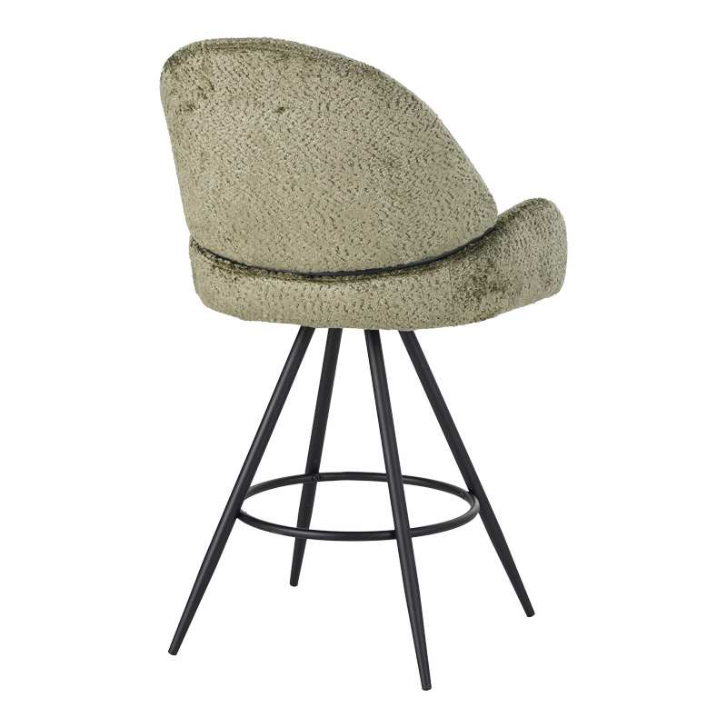 Σκαμπό μπαρ περιστρεφόμενο Morea pakoworld μπουκλέ ύφασμα σε λαδί απόχρωση με μαύρα μεταλλικά πόδια 55x66x107.5εκ