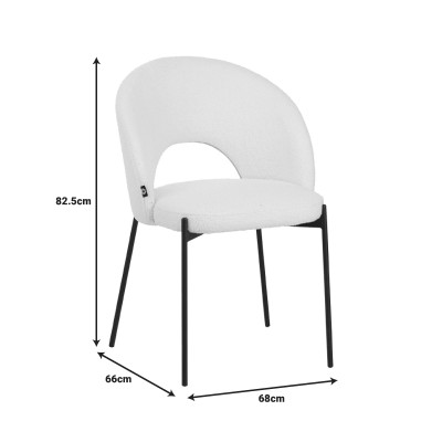 Καρέκλα Masebo pakoworld μπουκλέ ύφασμα σε λαδί απόχρωση με μαύρα μεταλλικά πόδια 48x58.5x82εκ