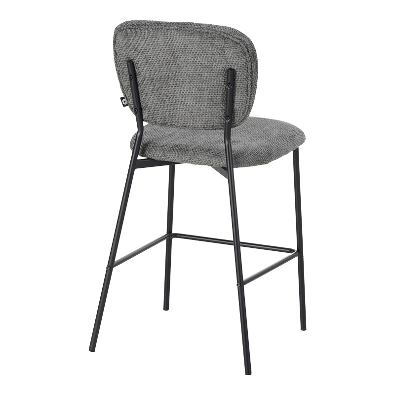 Σκαμπό μπαρ Cathair pakoworld μπουκλέ ύφασμα σε γκρι απόχρωση με μαύρα μεταλλικά πόδια 48x54x100εκ | 2 τμχ