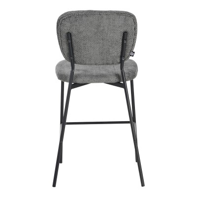 Σκαμπό μπαρ Cathair pakoworld μπουκλέ ύφασμα σε γκρι απόχρωση με μαύρα μεταλλικά πόδια 48x54x100εκ | 2 τμχ