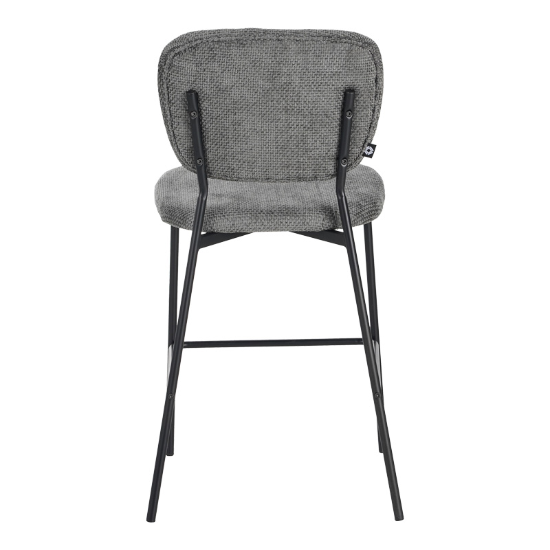 Σκαμπό μπαρ Cathair pakoworld μπουκλέ ύφασμα σε γκρι απόχρωση με μαύρα μεταλλικά πόδια 48x54x100εκ | 2 τμχ