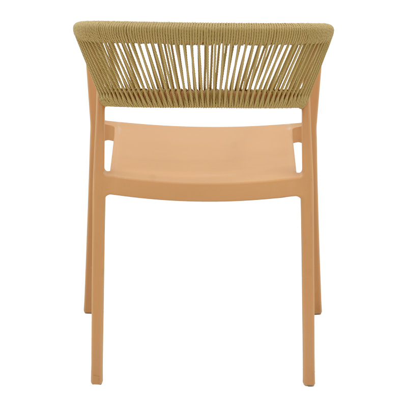 Πολυθρόνα Sillia pakoworld στοιβαζόμενη pp cappuccino απόχρωση με μπεζ rattan 55x52x74.5εκ