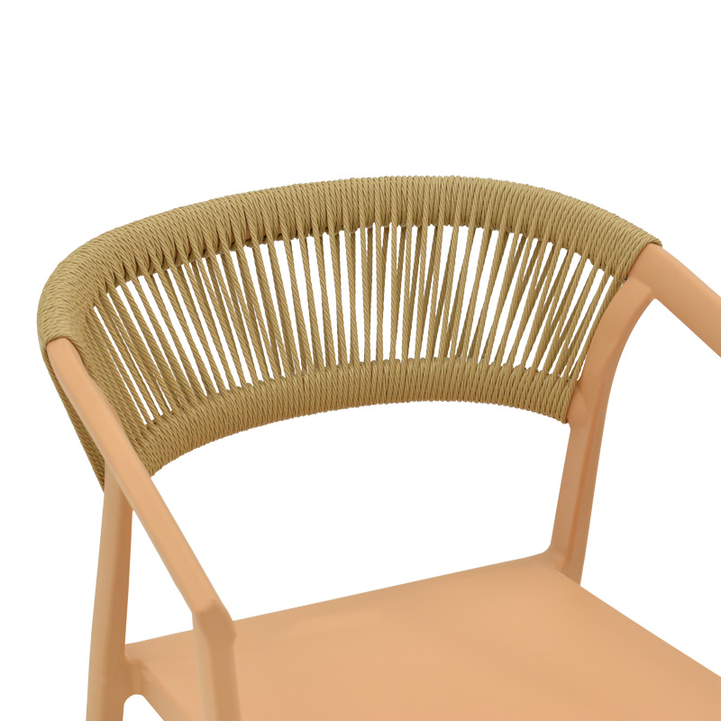 Πολυθρόνα Sillia pakoworld στοιβαζόμενη pp cappuccino απόχρωση με μπεζ rattan 55x52x74.5εκ