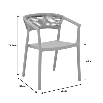 Πολυθρόνα Sillia pakoworld στοιβαζόμενη pp cappuccino απόχρωση με μπεζ rattan 55x52x74.5εκ