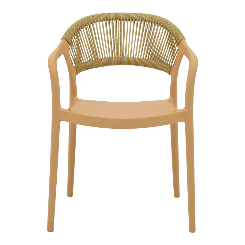 Πολυθρόνα Ankara pakoworld στοιβαζόμενη pp cappuccino απόχρωση με μπεζ rattan 57x48x80εκ