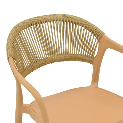 Πολυθρόνα Ankara pakoworld στοιβαζόμενη pp cappuccino απόχρωση με μπεζ rattan 57x48x80εκ