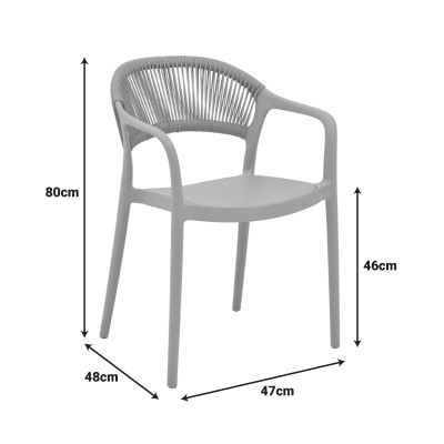 Πολυθρόνα Ankara pakoworld στοιβαζόμενη pp cappuccino απόχρωση με μπεζ rattan 57x48x80εκ