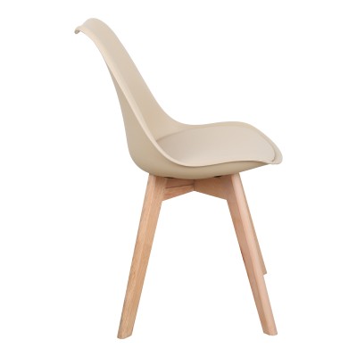 Καρέκλα Gaston pakoworld PP-PU taupe απόχρωση- φυσικό πόδι 43x51x75εκ