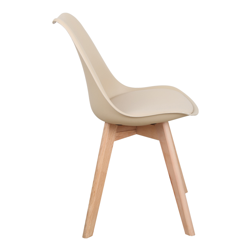 Καρέκλα Gaston pakoworld PP-PU taupe απόχρωση- φυσικό πόδι 43x51x75εκ