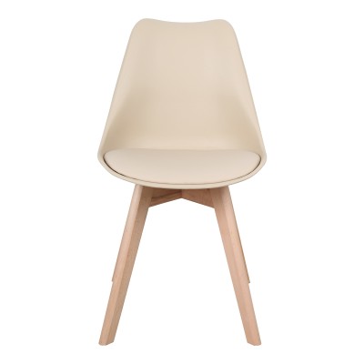 Καρέκλα Gaston pakoworld PP-PU taupe απόχρωση- φυσικό πόδι 43x51x75εκ