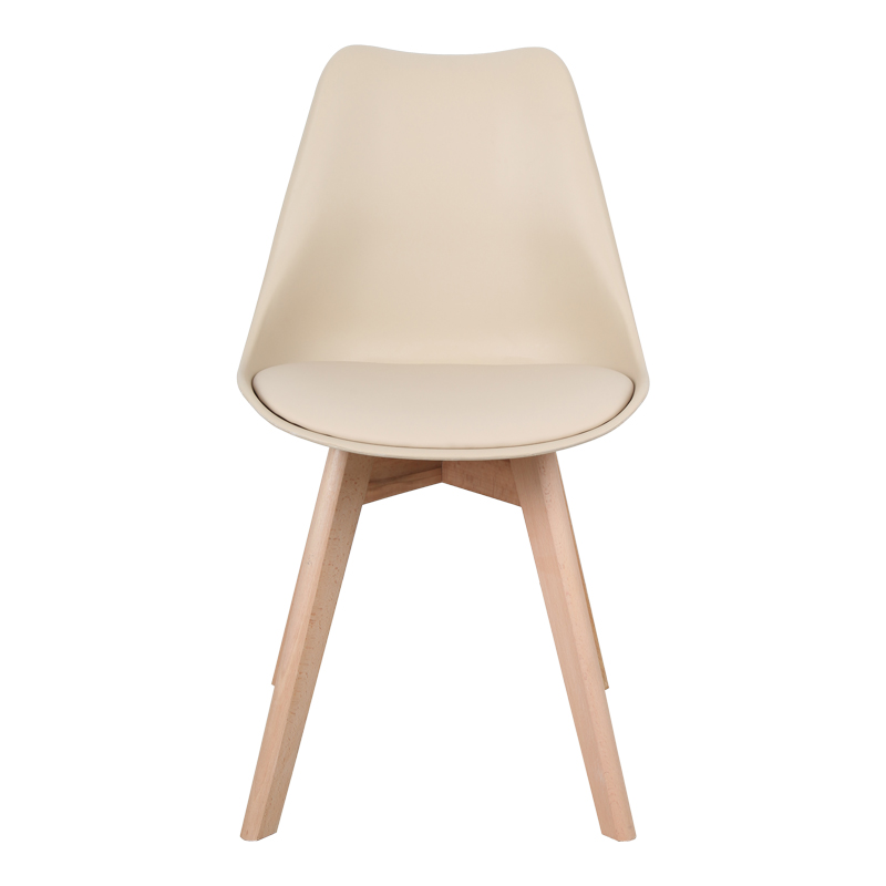 Καρέκλα Gaston pakoworld PP-PU taupe απόχρωση- φυσικό πόδι 43x51x75εκ