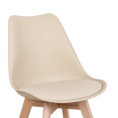 Καρέκλα Gaston pakoworld PP-PU taupe απόχρωση- φυσικό πόδι 43x51x75εκ