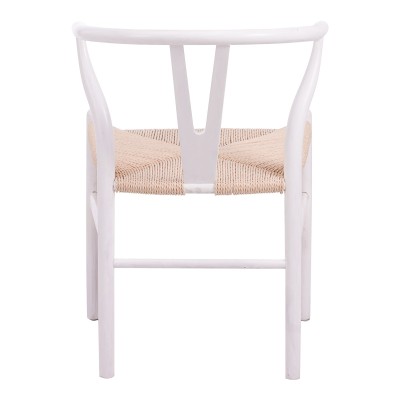 Καρέκλα Wishbone pakoworld rubberwood-σχοινί σε λευκή απόχρωση 53.5x57x74εκ
