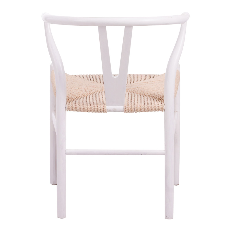 Καρέκλα Wishbone pakoworld rubberwood-σχοινί σε λευκή απόχρωση 53.5x57x74εκ
