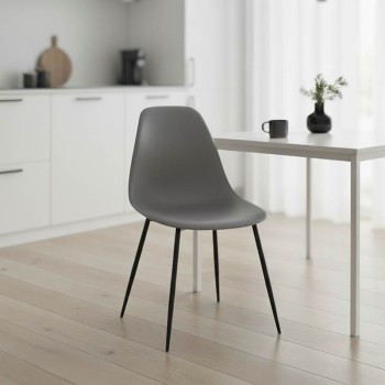 Καρέκλα Ballen pakoworld pp ανθρακί με μαύρα μεταλλικά πόδια 41.5x53x84.5εκ | 4 τμχ