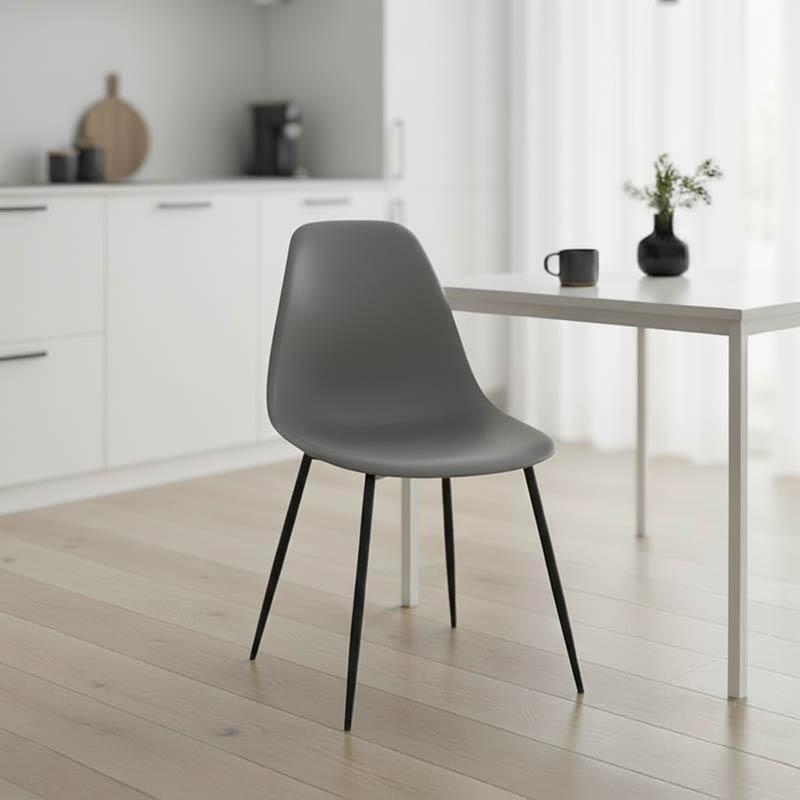 Καρέκλα Ballen pakoworld pp ανθρακί με μαύρα μεταλλικά πόδια 41.5x53x84.5εκ | 4 τμχ