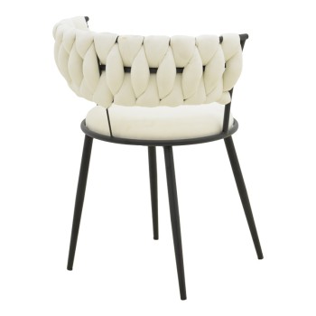 Πολυθρόνα Alkia I pakoworld ύφασμα σε εκρού απόχρωση- πόδι μαύρο μέταλλο 57x58.5x72εκ | 2 τμχ