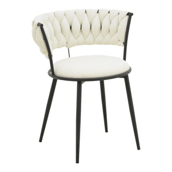 Πολυθρόνα Alkia I pakoworld ύφασμα σε εκρού απόχρωση- πόδι μαύρο μέταλλο 57x58.5x72εκ | 2 τμχ