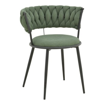 Πολυθρόνα Alkia I pakoworld ύφασμα σε χακί απόχρωση- πόδι μαύρο μέταλλο 57x58.5x72εκ | 2 τμχ