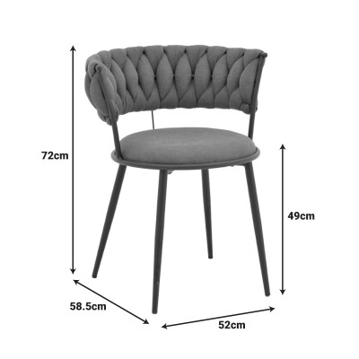 Πολυθρόνα Alkia I pakoworld ύφασμα σε χακί απόχρωση- πόδι μαύρο μέταλλο 57x58.5x72εκ | 2 τμχ