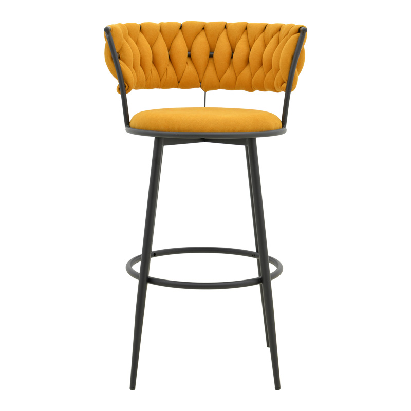 Σκαμπό μπαρ Alkia I pakoworld ύφασμα σε κίτρινη απόχρωση- πόδι μαύρο μέταλλο 50x56x95εκ | 2 τμχ