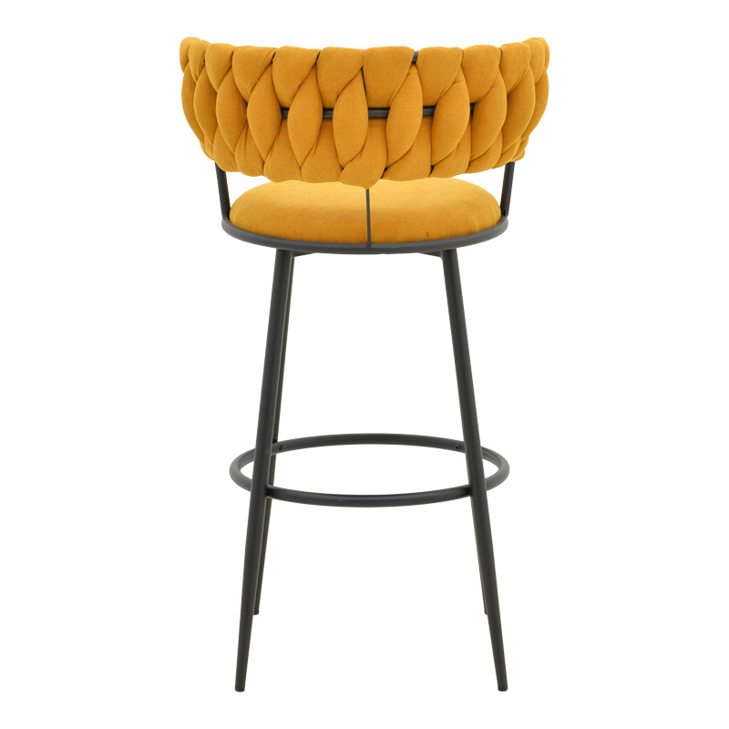 Σκαμπό μπαρ Alkia I pakoworld ύφασμα σε κίτρινη απόχρωση- πόδι μαύρο μέταλλο 50x56x95εκ | 2 τμχ