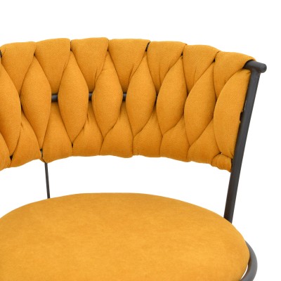 Σκαμπό μπαρ Alkia I pakoworld ύφασμα σε κίτρινη απόχρωση- πόδι μαύρο μέταλλο 50x56x95εκ | 2 τμχ