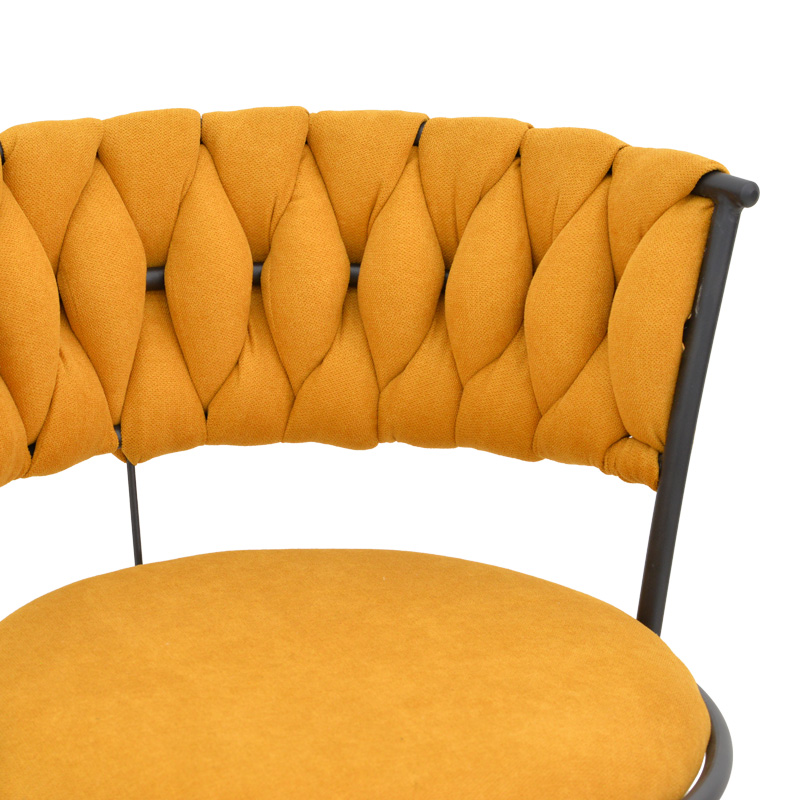 Σκαμπό μπαρ Alkia I pakoworld ύφασμα σε κίτρινη απόχρωση- πόδι μαύρο μέταλλο 50x56x95εκ | 2 τμχ