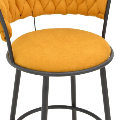 Σκαμπό μπαρ Alkia I pakoworld ύφασμα σε κίτρινη απόχρωση- πόδι μαύρο μέταλλο 50x56x95εκ | 2 τμχ