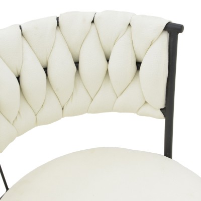 Σκαμπό μπαρ Alkia I pakoworld ύφασμα σε εκρού απόχρωση- πόδι μαύρο μέταλλο 50x56x95εκ | 2 τμχ