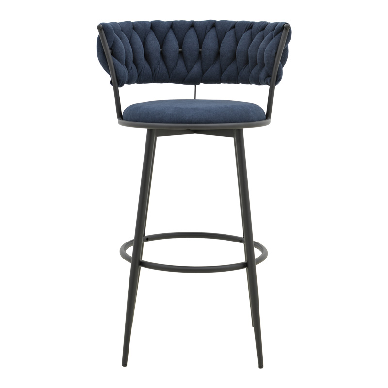 Σκαμπό μπαρ Alkia I pakoworld ύφασμα σε μπλε σκούρο απόχρωση- πόδι μαύρο μέταλλο 50x56x95εκ | 2 τμχ