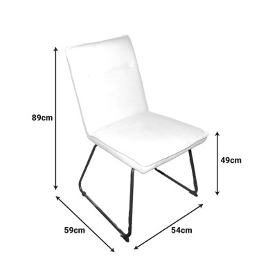 Καρέκλα Essential pakoworld ύφασμα λευκό-πόδι μάυρο μεταλλικό 54x59x89εκ | 4 τμχ