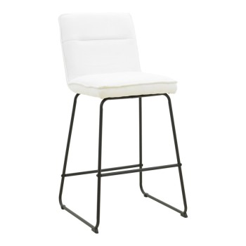 Σκαμπό μπαρ Essential pakoworld ύφασμα λευκό-πόδι μάυρο μεταλλικό 53x64.5x107εκ | 4 τμχ