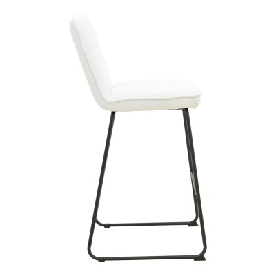 Σκαμπό μπαρ Essential pakoworld ύφασμα λευκό-πόδι μάυρο μεταλλικό 53x64.5x107εκ | 4 τμχ