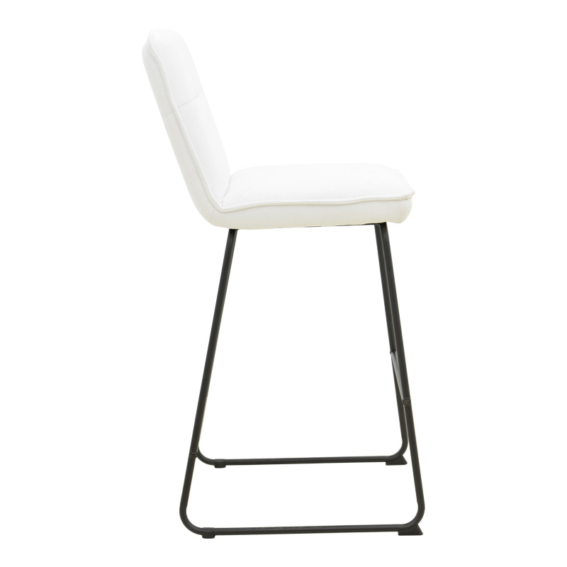 Σκαμπό μπαρ Essential pakoworld ύφασμα λευκό-πόδι μάυρο μεταλλικό 53x64.5x107εκ | 4 τμχ