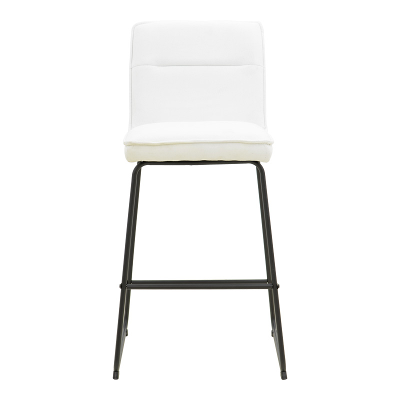 Σκαμπό μπαρ Essential pakoworld ύφασμα λευκό-πόδι μάυρο μεταλλικό 53x64.5x107εκ | 4 τμχ