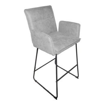 Σκαμπό μπαρ Essential pakoworld ύφασμα γκρι-πόδι μαύρο μεταλλικό 57x64.5x107εκ | 4 τμχ