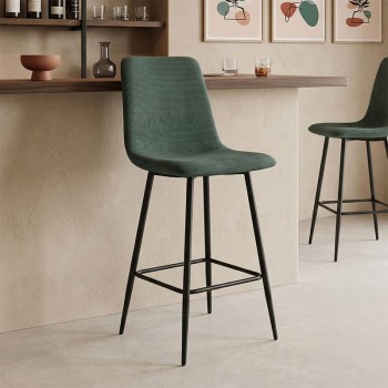 Σκαμπό μπαρ Grato pakoworld ύφασμα κυπαρισσί-πόδι μαύρο μεταλλικό 43.5x55x114εκ | 4 τμχ