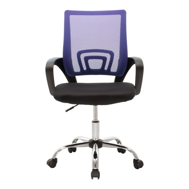 Καρέκλα γραφείου Berto II pakoworld με ανάκλιση ύφασμα mesh σε μπλε-μαύρη απόχρωση και βάση χρωμίου 60x48x85-95εκ