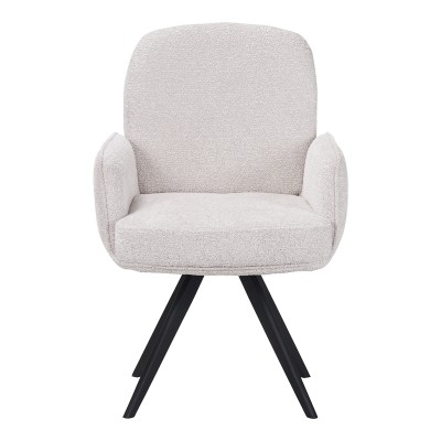 Πολυθρόνα περιστρεφόμενη Novo pakoworld ύφασμα λευκό μπουκλε-πόδια μαύρο μεταλλικό 65.5x60x90εκ | 2 τμχ