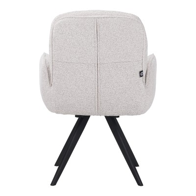 Πολυθρόνα περιστρεφόμενη Novo pakoworld ύφασμα λευκό μπουκλε-πόδια μαύρο μεταλλικό 65.5x60x90εκ | 2 τμχ