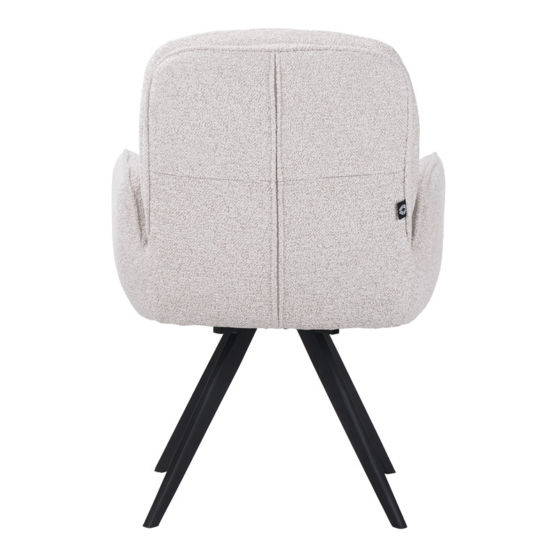 Πολυθρόνα περιστρεφόμενη Novo pakoworld ύφασμα λευκό μπουκλε-πόδια μαύρο μεταλλικό 65.5x60x90εκ | 2 τμχ