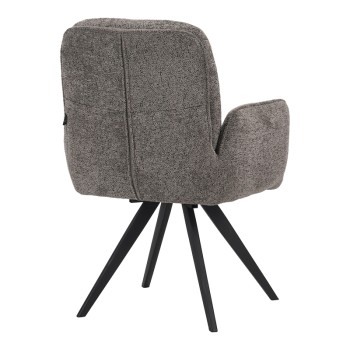 Πολυθρόνα περιστρεφόμενη Novo pakoworld ύφασμα γκρι μπουκλέ-πόδια μαύρο μεταλλικό 65.5x60x90εκ | 2 τμχ