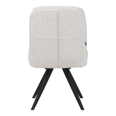 Καρέκλα περιστρεφόμενη Novo pakoworld ύφασμα λευκό μπουκλε-πόδια μαύρο μεταλλικό 65.5x50x90εκ | 2 τμχ