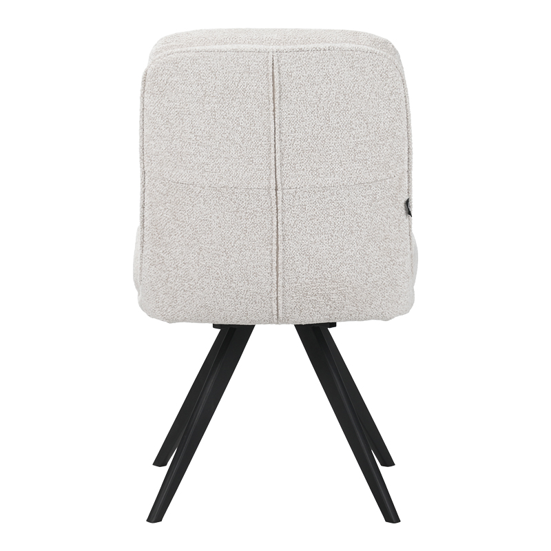 Καρέκλα περιστρεφόμενη Novo pakoworld ύφασμα λευκό μπουκλε-πόδια μαύρο μεταλλικό 65.5x50x90εκ | 2 τμχ