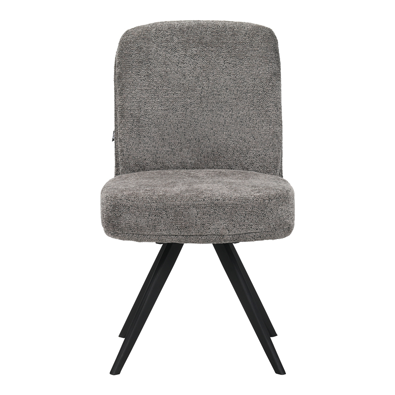 Καρέκλα περιστρεφόμενη Novo pakoworld ύφασμα γκρι μπουκλέ-πόδια μαύρο μεταλλικό 65.5x50x90εκ | 2 τμχ