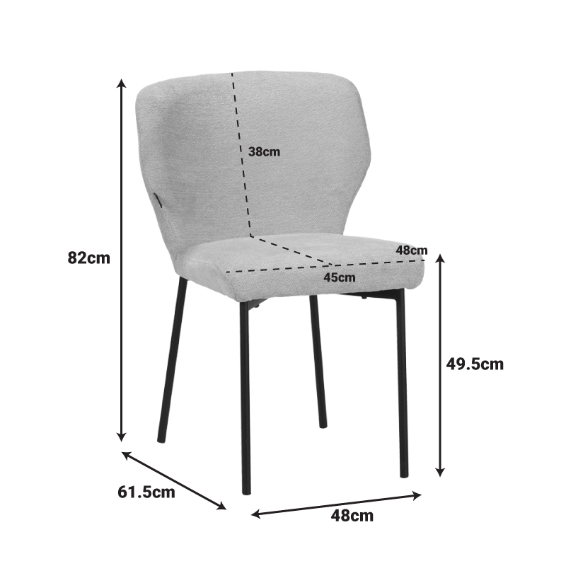 Καρέκλα Mavier pakoworld ύφασμα μπεζ-πόδια μαύρο μεταλλικό 48x61.5x82εκ | 2 τμχ