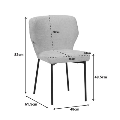 Καρέκλα Mavier pakoworld ανθρακί ύφασμα με πόδια μαύρο μεταλλικό 48x61.5x82εκ | 2 τμχ